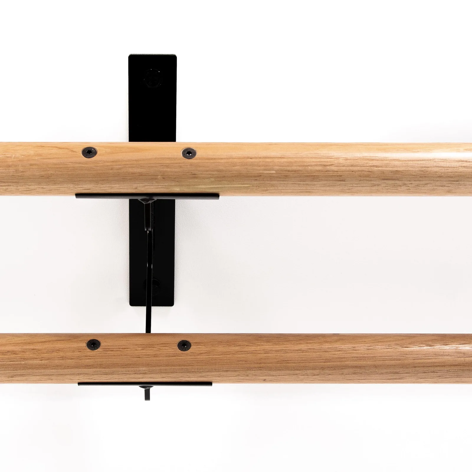 A double wall-mounted ballet barre