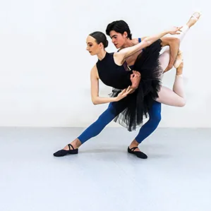 Dancers on a performance vinyl floor